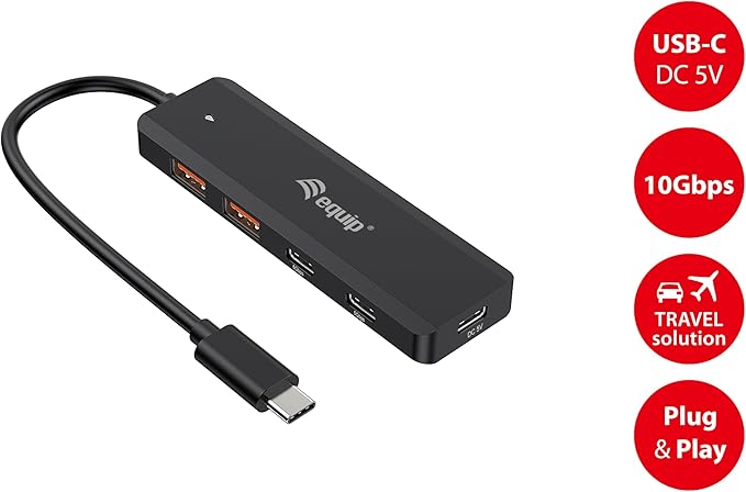 Equip 128966 USB-C 4-Port USB 3.2 Gen 2 (10Gbps) Hub USB-C x 2 USB-A x 2