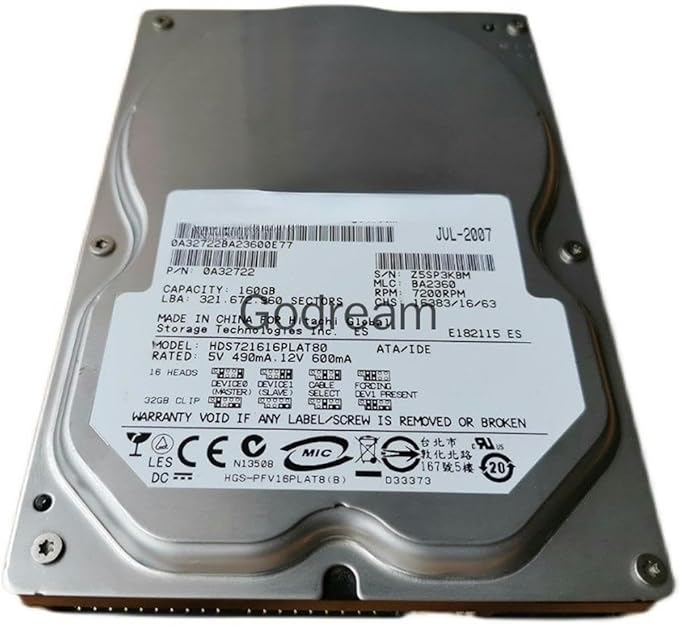 for 721616PLAT80 160G 7.2K 3.5 ATA/IDE Hard Disk 0A32722