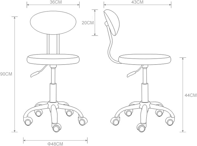 Mlaea Dining Bedroom Living Room Chair Gaming Club Bar Chair with Rolling Wheels Backrest TV Station Lounge Laboratory Chair48 * 90CM(Color:red)