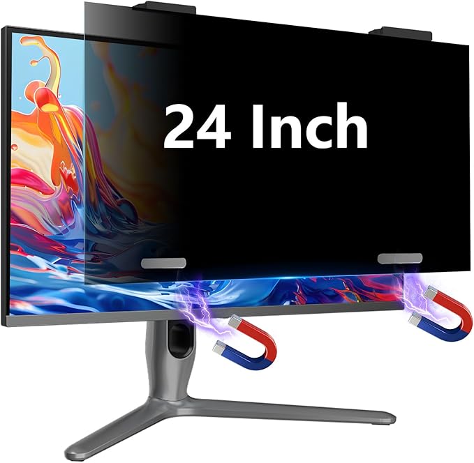 Magnetic 24 Inch Privacy Screen for Monitor 16:10 Aspect Ratio Hanging Removable Privacy Screen for Computer Monitor Anti Glare Blue Light Filter Eye Protection