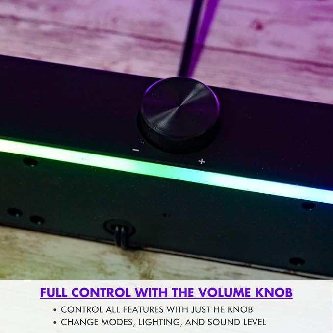 Tilted Nation Gaming Soundbar - Monitor Sound Bar for PC - RGB Computer Speakers for Desktop PC (Wireless or USB Wired) Crisp Audio and Adjustable LED