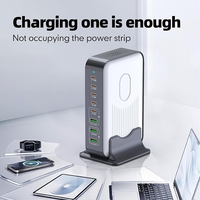 8 Ports USB C Fast Charger Block Chagring Station Dual 100W PD PPS HUB for Multiple Devices Laptop Adapter Compatible with MacBook Pro/Air iPad iPhone Pro Max