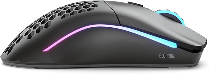 GLORIOUS Model O Wireless Gaming Mouse - Superlight 69g Honeycomb Design RGB Ambidextrous Lag Free 2.4GHz Wireless Up to 71 Hours Battery - Matte Black
