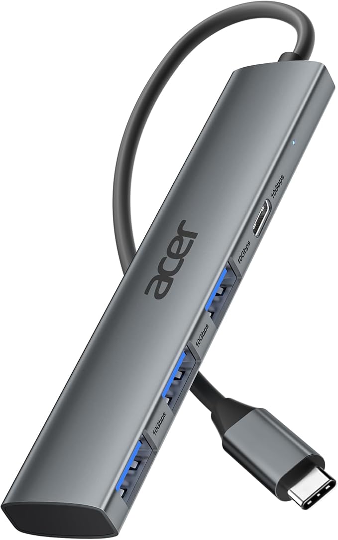 Acer USB C Hub 10Gbps USB 3.2 Gen 2 Adapter with 3 USB-A &amp 1 USB-C Ports High Speed Type C Multiport Splitter for MacBook iPhone 16/15 iPad Surface Pro Chromebook Dell XPS and More