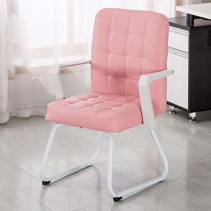 REMYS Office Chair Desk Chair Computer Chair Leather Desk Gaming Chair Bow Foot High-Back Office Chair One-Piece Armrest Ergonomic Computer Chair for Meeting Room Study Bearing Capacity: 330 pounds