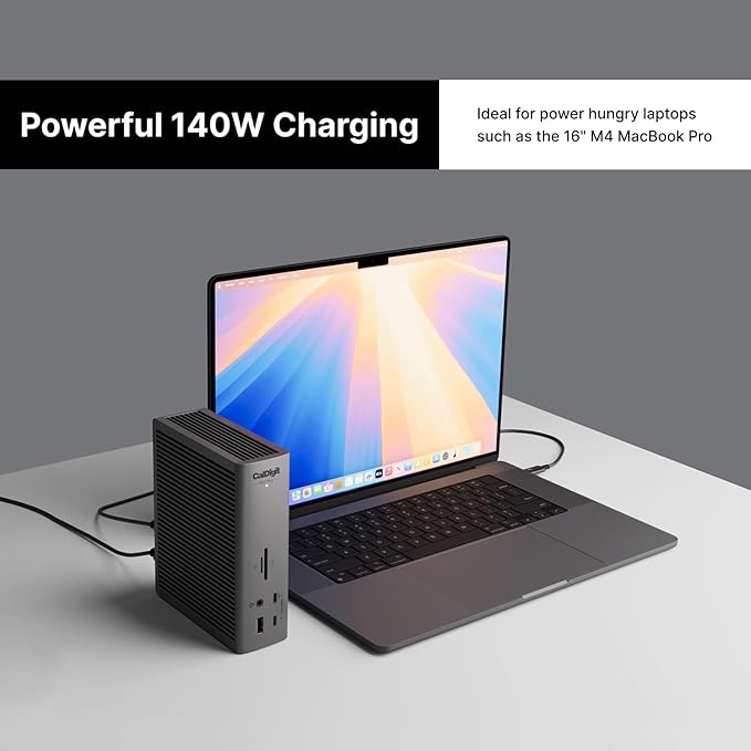 CalDigit TS5 Plus - Thunderbolt 5 Dock - 20 Port10GbE 140W Dedicated Host Charging Thunderbolt 5 x3 USB 10Gb/s x10 Dual USB Controllers Up to Dual 8K 60Hz Displays 1.0m Braided Cable 330W PSU