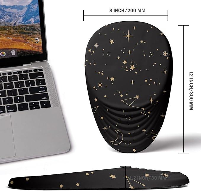Ergonomic Mouse Pad with Wrist Rest SupportMousepad Relief Carpal Tunnel Pain Entire Memory Foam Mouse Pad with Non-Slip PU Base Wireless Mouse Pad Lovely Starry Sky