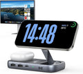 Selore USB C Hub with Wireless Charging for MacBook: 4K@60Hz HDMI 100W PD 15W Qi2 + 5W Wireless 10Gbps Ports iPhone Mirroring Docking Station &amp Magsafe Stand Space-Saving Desk Organizer