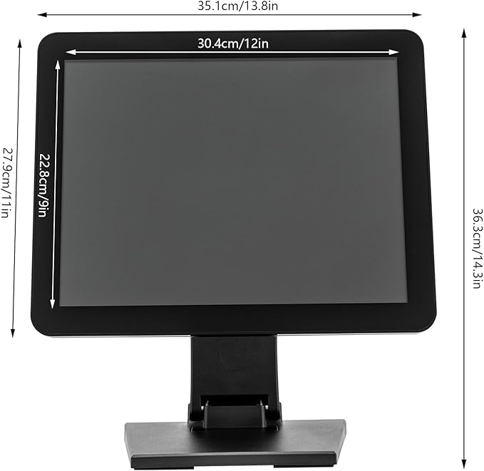 Touchscreen POS Cash Register Till System15'' POS-Touch-Screen-Monitor with Ten-Point Touch ModeAll-in-One Smart Touchscreen Monitors with 1 USB Port/Power Port/VGA Port/Headphone Port/HDMI Port