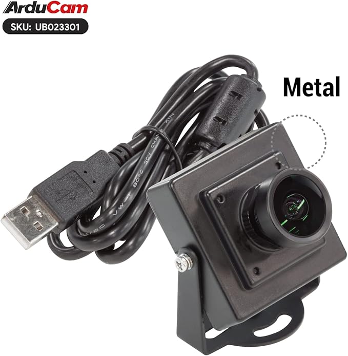 Arducam 5MP Wide Angle USB Camera with Mini Metal Case 1/4 CMOS OV5648 Mini UVC USB2.0 Video Webcam with Microphone for Windows Linux Android and Mac OS