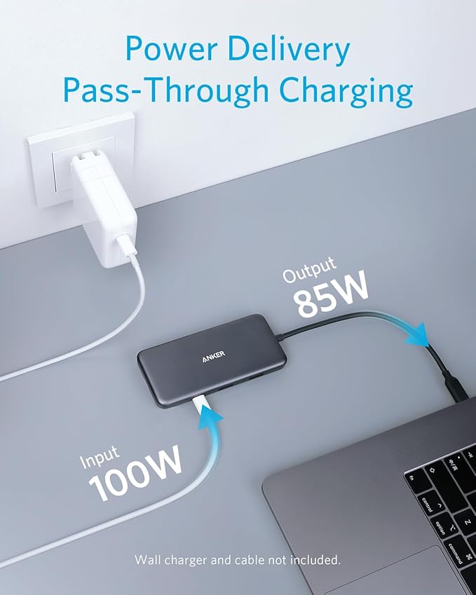 Anker USB C Hub 7in1 Multi-Port USBC Hub with 4K HDMI 85W PD USB-C and 2 USB-A 5Gbps Data Ports microSD and SD Card Reader for MacBook Air MacBook Pro XPS and More (Charger not Included)