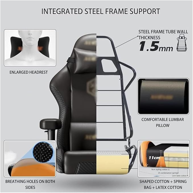 Chair Swivel Chair Gamer Chair Foot Rest Cool Armor Embroidery Decoration Gaming Chair Ergonomic 120° Golden Angle Racing Chair Load Bearing 190Kg/418.9Lbs
