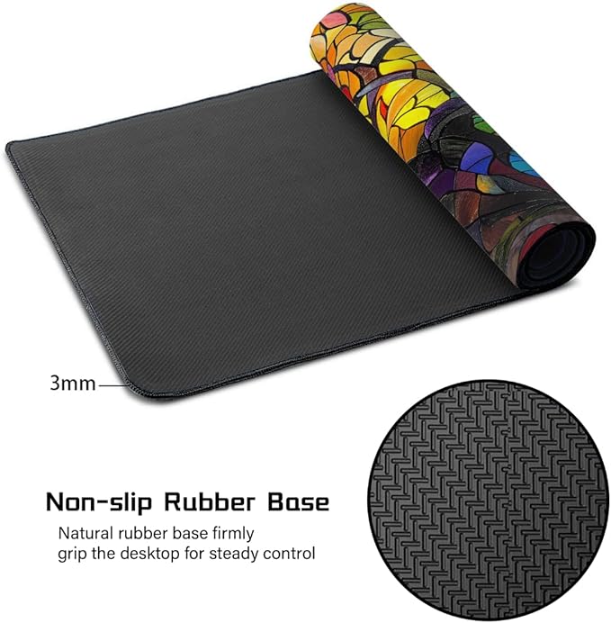 Color Tree Glass Large Mouse Pad Gaming Mousepad Desk Mat for Desktop Computer Keyboard Waterproof Mouse Mat Desk Pad with Non-Slip Base for Game School Office Home 35.4 x 15.7