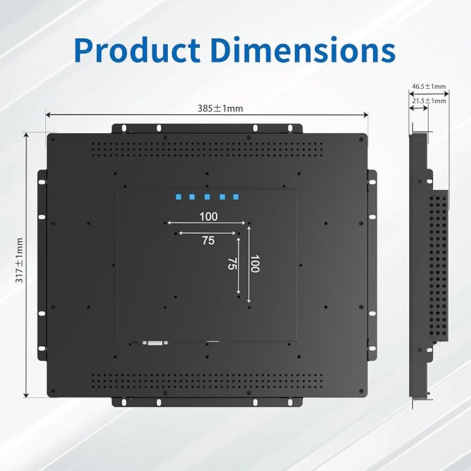 17 Inch Open Frame Touch Monitor PCAP 10-Point Touch Industrial Touchscreen Monitor with HDMI/VGA/DVI Interface Active Matrix TFT LCDLED Backlight with VESA Mount