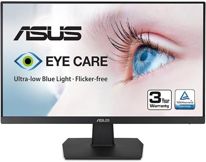 ASUS 27 Inch Desktop Monitor - Full HD (1920 x 1080) IPS 75Hz Adaptive-Sync HDMI D-Sub Frameless - VA27EHE
