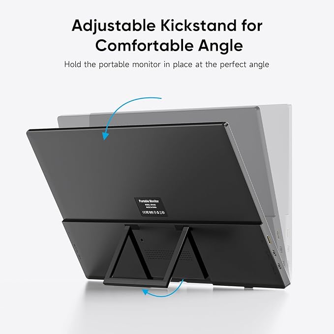 Travel Portable Monitor with Sleeve Bag 15.6 FHD 1080P Portable Screen for Laptop with Kickstand USB-C HDMI Second External Monitor Screen Extender for Laptop Mac Phone PS4/5 Xbox Switch - Black