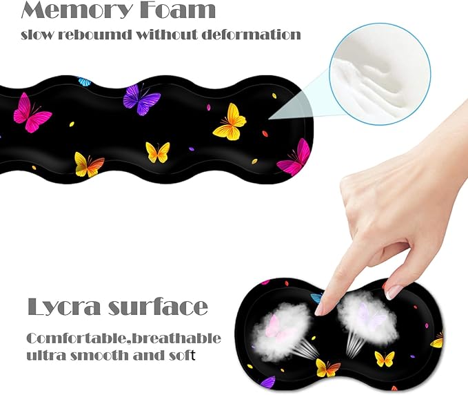 Ergonomic Keyboard Wrist Rest &amp Mouse Pad Wrist Rest SetXL Gaming Desk Mat 31.5x 11.8Non-Slip BaseMemory FoamEasy Typing Pain Relief for Office &amp HomeButterflies