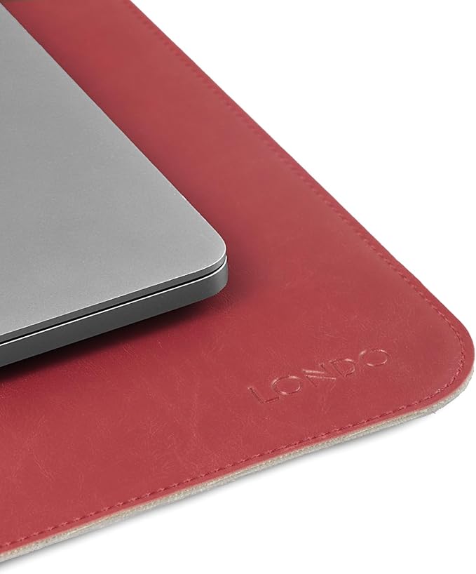 Londo PU Leather Mouse Pad – Desk Mat for Keyboard and Mouse Large Leather Office Desk Pad 13.18x17.32 (Red)
