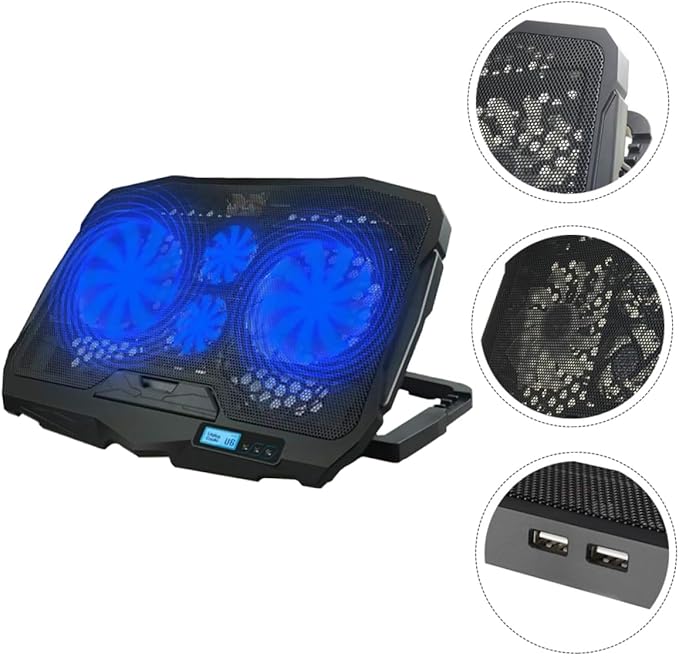 Mikikit Silent Multifunctional Laptop Radiator Cooling Pad with Speed Fans Durable Support Stand for Notebooks Energy Saving and Environmentally Friendly