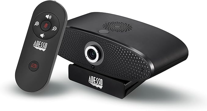 Adesso 4K Webcam for Conference and Meeting Room PC and Laptop with Remote Control Ultra HD Boardroom Camera with 8MP CMOS Sensor Adjustable View Angle 4X Zoom Clear Speaker and Microphone