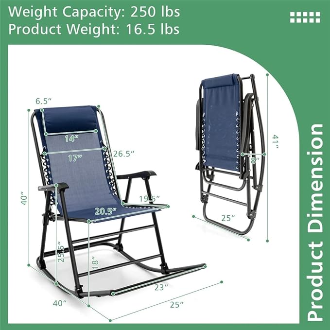 Office Chair Gaming Chair Computer Chair 2 Piece Patio Camping Rocking Chair Folding Rocking Chair Footrest
