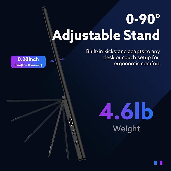 23.8'' Portable Monitor 2.5K 180Hz QHD 1440p VESA USB-C HDMI Laptop Screen Extender Built-in Stand Speakers for Laptop Mac PS4/5 Xbox Switch