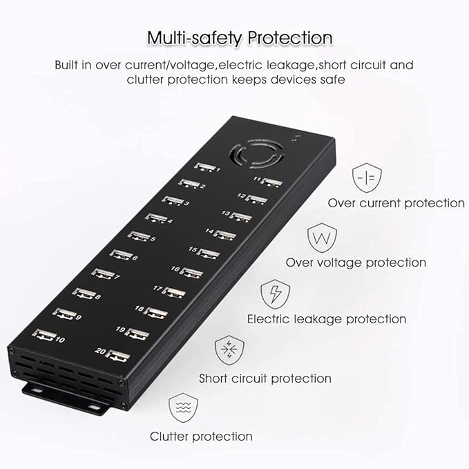 UHPPOTE Industrial Grade 20 Port USB2.0 Hub Data Sync