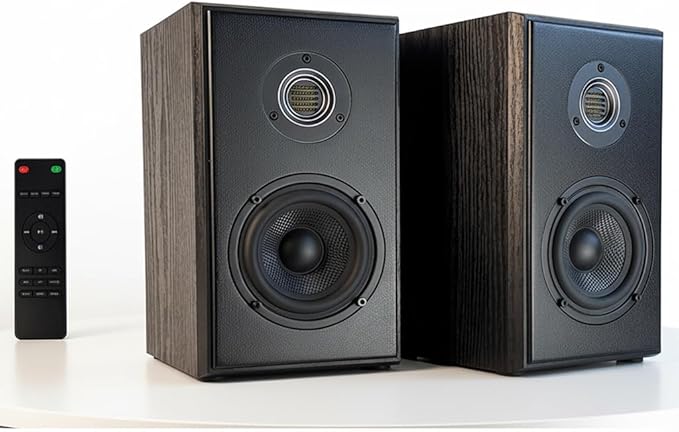 Bluetooth Computer Speakers for Record Player DC Powered Studio Speaker for TV with AMT Tweeter and Optical/RCA/BT/HDMI(ARC) Inputs Black