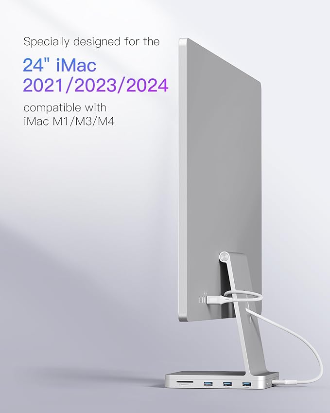 Inateck USB C Hub for iMac Docking Station Compatible with iMac 24 Inch 2021/2023 USB 3.2 Gen 2 8-in-1 Aluminium USB Hub with NVMe SSD Enclosure USB C 10 Gbps and SD/TF Card Reader DK2001