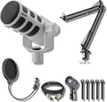 Rode PodMic (White) Dynamic Broadcast Microphone with StreamEye BOOMARM1 Microphone Boom Arm and 10' XLR Cable