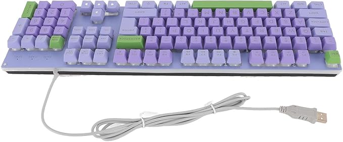 Fabater GK80 Mechanical Gaming Keyboard RGB Backlit USB Wired Gaming Keyboard Metal Panel with Large Letter Design for Game and Office Laptop Desktop Computer PC (Violet)