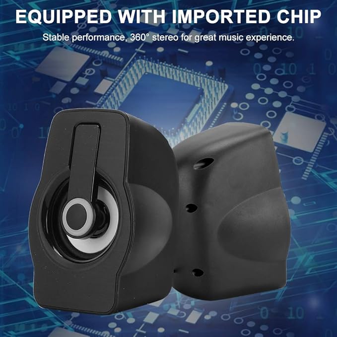 Computer Speakers for Desktop Pc Stereo Speakers Ft-185 Mini USB LED Speaker Portable Loudspeaker Music Player for Desktop Laptop (Classic Black)