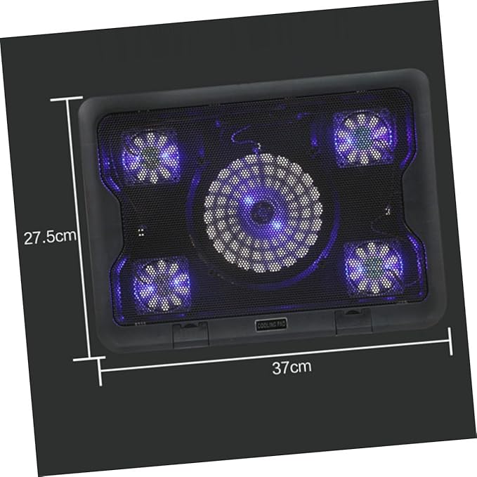 USB Laptop Cooling Stand 5 Fans Cooler Adjustable Angle Anti-Skid Laptop Cooling Device with Heatsink Base for Gaming and Office Use