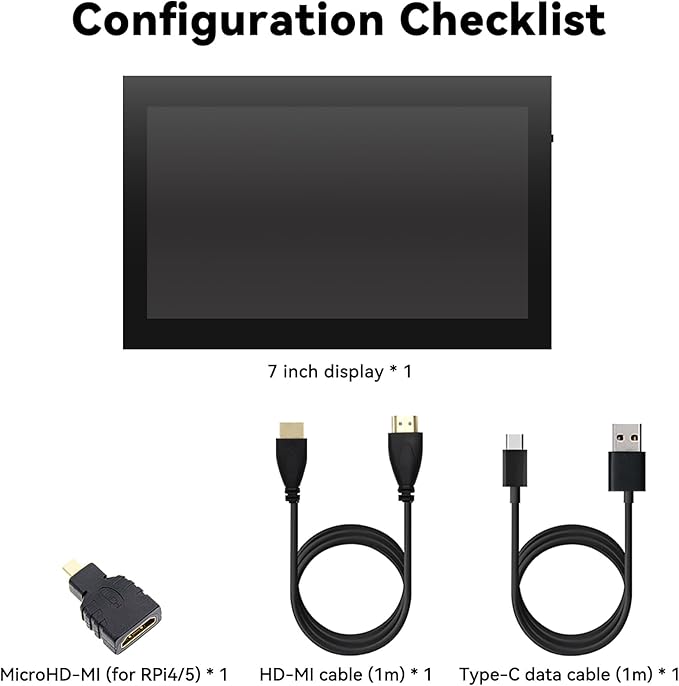 7 Inch Mini Monitor Small Monitor with Capacitive Touch Screen 1024 * 600 High Pixel Display Full View HDMI- IPS Monitors Portable for Raspberry Piscreen 、for BB Black、for Banana Pi etc