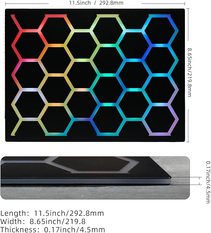 Gaming Mouse pad with Hexagonal Glowing Pattern RGB LED Mouse pad Multiple Lighting Modes Supports PC Client Color Adjustment syncs with Screen Colors
