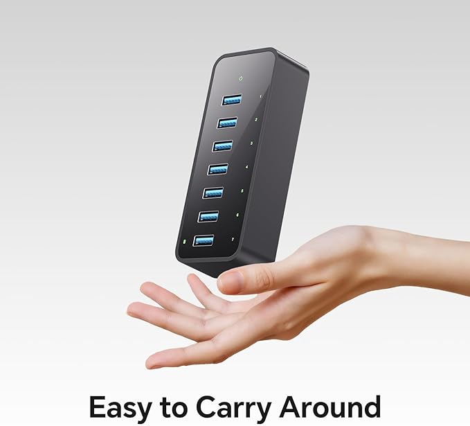 USB 3.0 Hub 7Ports USB Hub with 1BC1.2 Ports Multi USB Data Hub Compatible with Mac Laptops Desktop All USB Devices Mobile and HDD USB 3.0 Splitter (36W Adapter Included)