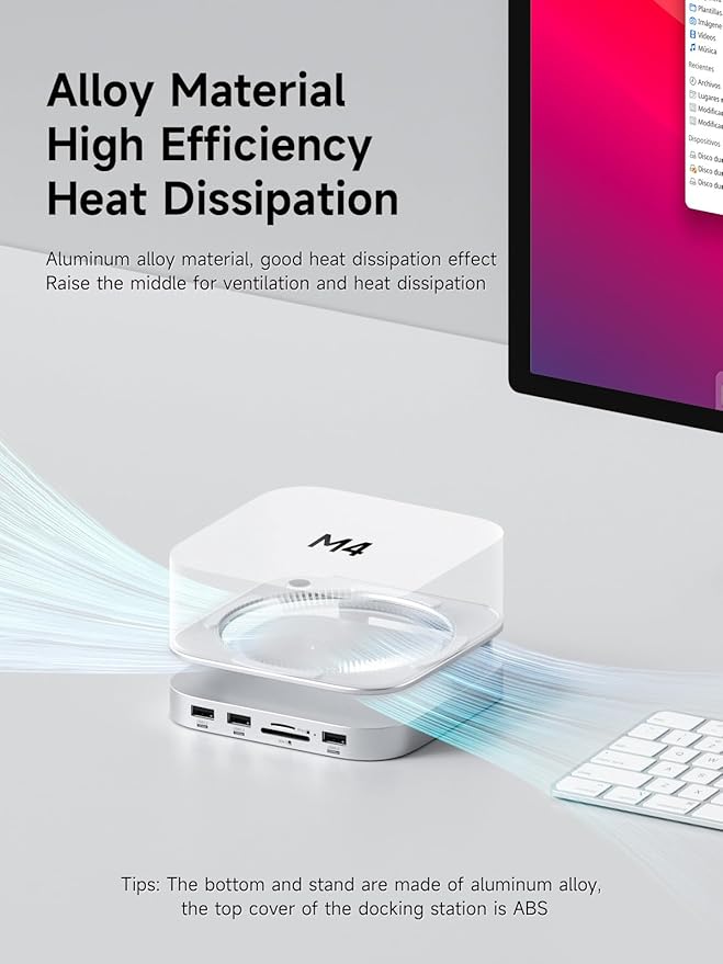 Hagibis Mac mini M4 Hub &amp Stand with SSD Enclosure 3 in 1 USB Type-C Docking Station with M.2 NVMe SSD Case 4K@60Hz HDMI 10Gbps USB3.2 Gen2 SD4.0 TF4.0 5V/2A Power Supply for M4 Pro (MC60H)
