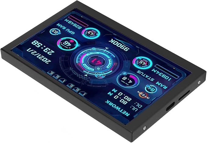 Dioche PC CPU Data Monitor 5in USB C for aida64 Temperature Display PC Sensor Panel Display for DIY Enthusiasts LCD Black
