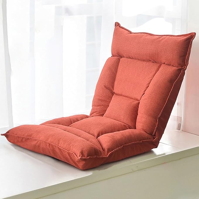 ELEFOCUS Floor Chair with Back Support Folding Floor Gaming Chair with Adjustable Backrest and Head Lazy Sofa Lounger Recliner Chair(/Red)