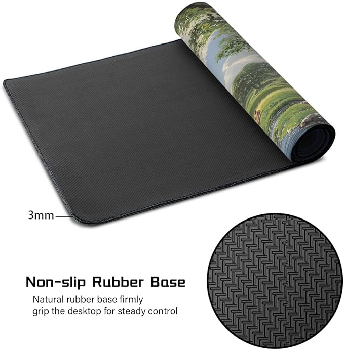 Forest Tree Cow Large Mouse Pad Gaming Mousepad Desk Mat for Desktop Computer Keyboard Waterproof Mouse Mat Desk Pad with Non-Slip Base for Game School Office Home 35.4 x 15.7