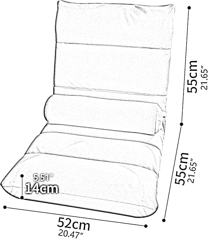ELEFOCUS Removable and Washable Floor Chair 5 Level Adjustable Folding Bay Window Chair with Waist Pillow Single Lazy Sofa