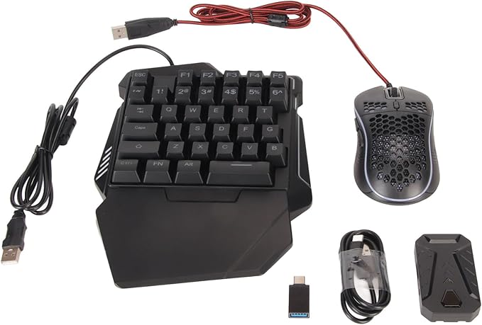 Diydeg One Handed RGB Gaming Keyboard and Combo for Master Pro for 4 for Half Hand Keyboard Converter Combo Wired Keypad Adapter Set Mobile Game Converter