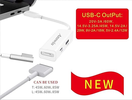 Mag-Safe to USB C Adapter 3-in-1 Mag-Safe 1 &amp 2 Adapter &amp USB C PD &amp QC USB (Charing Only) for iPhone 15 Series M1/M2 MacBook MacBook Air and More USB-C Devices