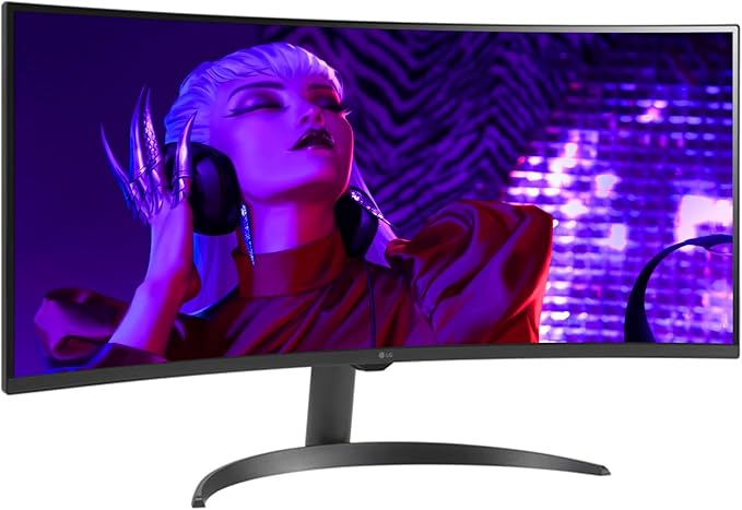 LG 34 Curved Smart WQHD (3440x1440) Monitor 100Hz HDR10 99% sRGB webOS 23 AirPlay 2 Screen Share Built-in Speakers Includes Remote Control