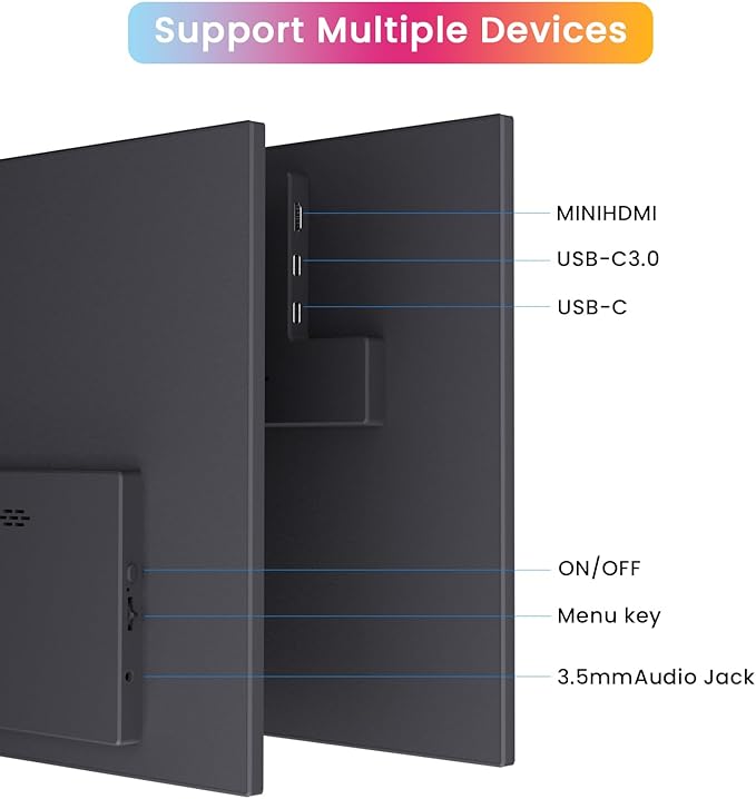JUSTTHINK 16 Inch 144Hz Portable Gaming Monitor FHD 1200P IPS Laptop Second Screen with Built-in Battery USB-C HDMI Plug &amp Play Ultra Slim Travel Monitor with Stand Cover
