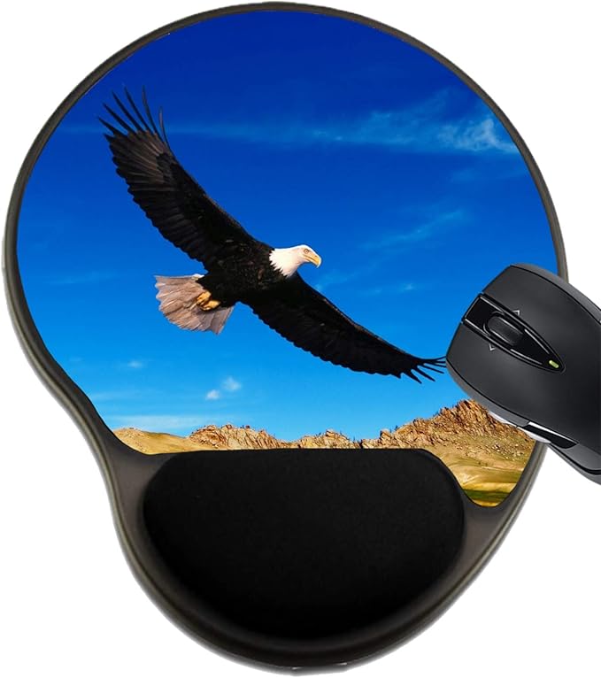 MSD Mousepad Wrist Rest Protected Mouse Pads/Mat with Wrist Support Design for Bird Eagle Nature Raptor Freedom Wild Wildlife Flight Predator Feather Bald