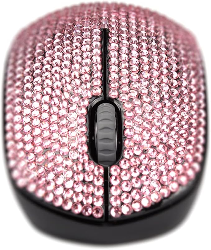 SA@ Luxury 6 Colors Bling Crystal Rhinestone 2.4G Wireless Mouse for Laptop Notebook PC Computer MacBook Gifts for The Office (Pink)