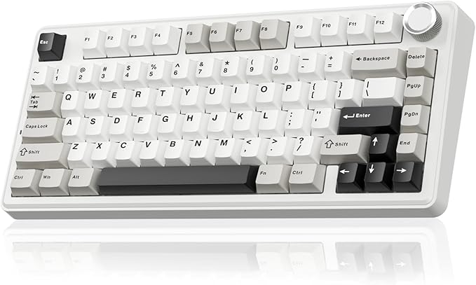 SOLAKAKA A75 75% Wireless Mechanical Keyboard Hot Swappable Gaming Keyboard with Multifunction Knob &amp RGB Gasket Mounted Creamy Keyboard PBT Keycaps Compact Layout for Win/Mac/PC