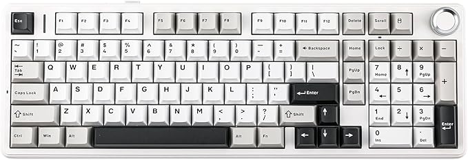 MechLands Aula F99 PRO 96% Mechanical Gaming Keyboard BT5.0/USB-C/2.4GHz Wireless Hot Swappable Gasket Custom Keyboard with 8000mAH Battery Rotary Knob RGB Backlit for Win/Mac (White Grey)