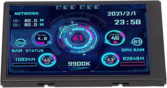 Portable Monitor 3.5in USB Mini Screen CPU Hardware Temperature Monitor Type C Sub Screen PC Temperature Display Screen for Computer Case Displays Computer Network